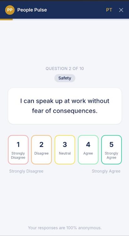 People Pulse questionnaire on a mobile phone